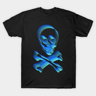 3d Psychedelic Skull And Crossbones Design T-Shirt